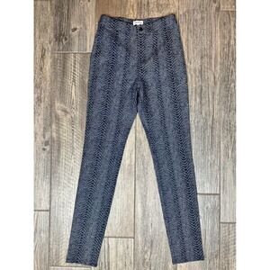 Superdown Snakeskin Print High Waist Pants - Fitted Casual Blue Size Small